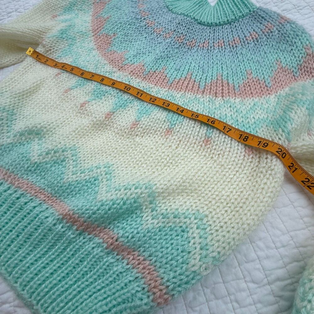 Vintage Hand Knit Fair Isle Sweater | Pastel Chunky Korean Knit Jumper - Picture 7 of 10
